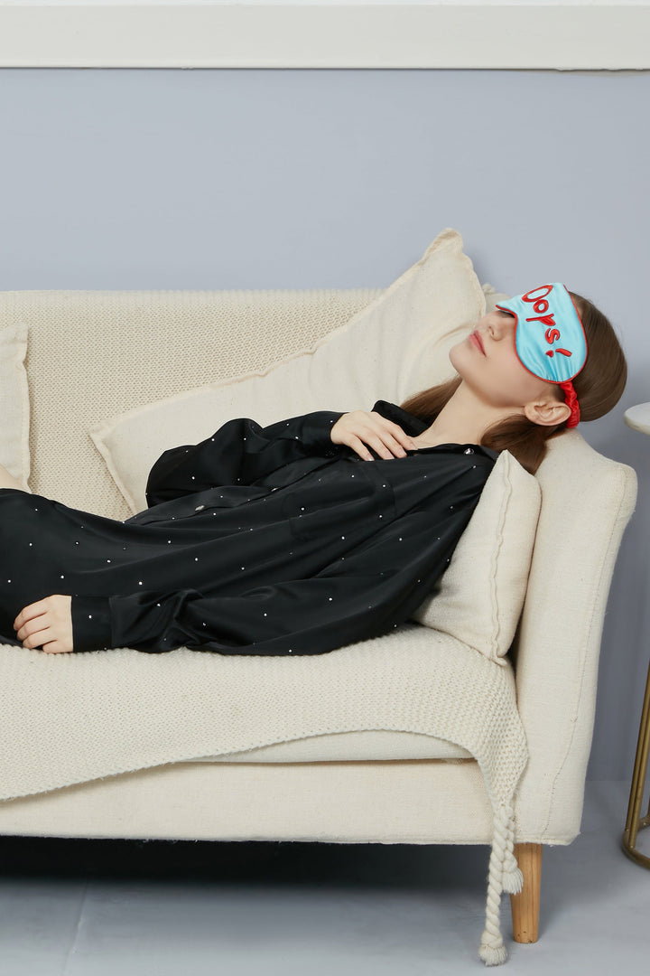 Black satin silk with diamond one oversize one piece