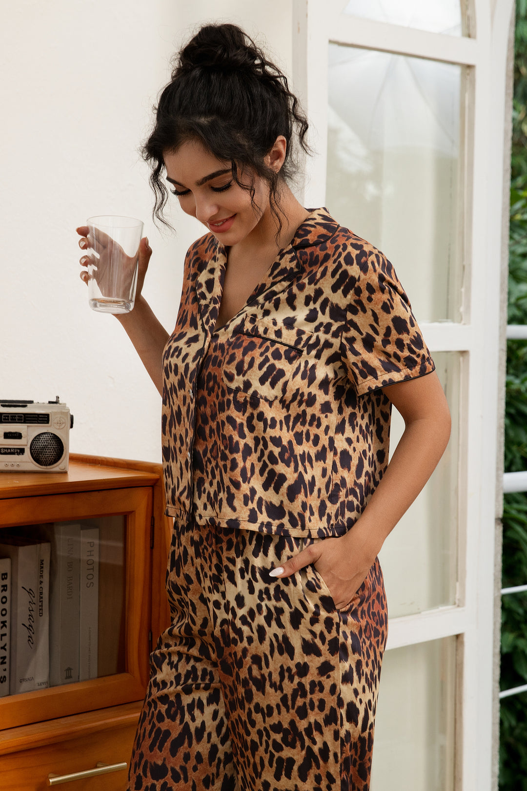 Leopard Stain with long pants Pajama set