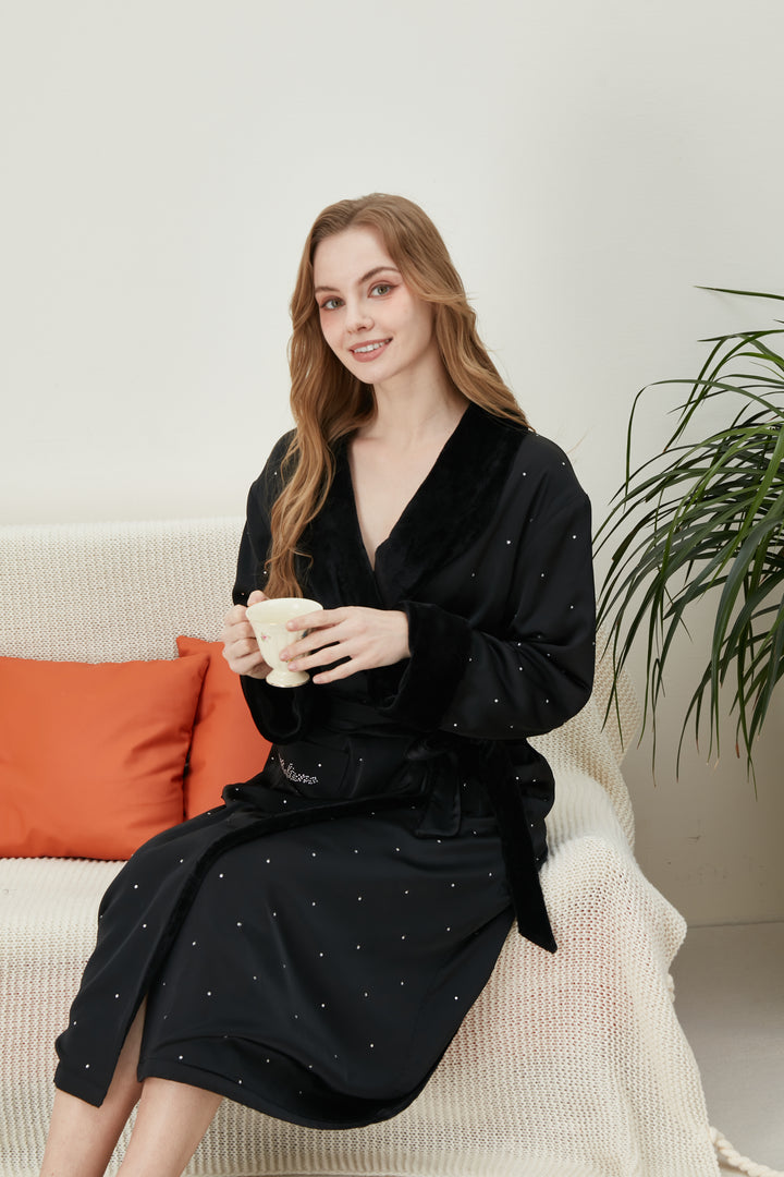 Women's Diamond Flannel Fleece Bathrobe