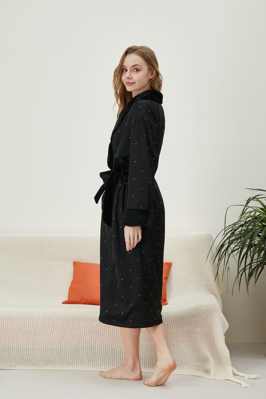 Women's Diamond Flannel Fleece Bathrobe