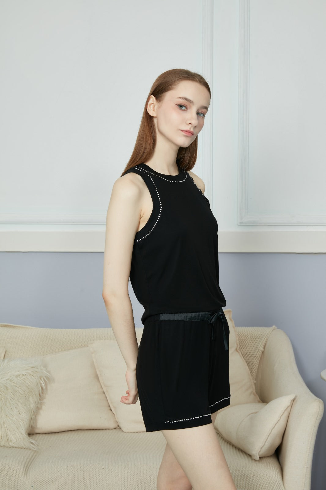 Black with Diamond shots pajama set