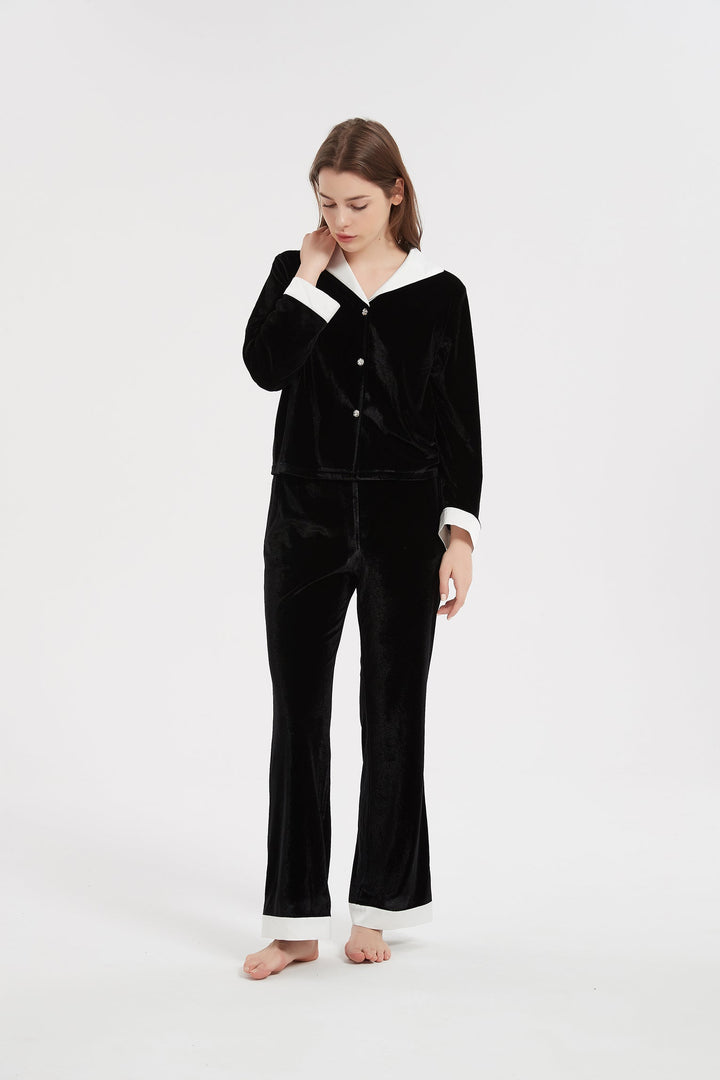 black velvet with satin pajamas set