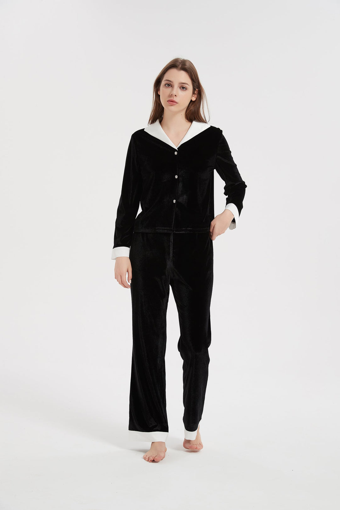black velvet with satin pajamas set