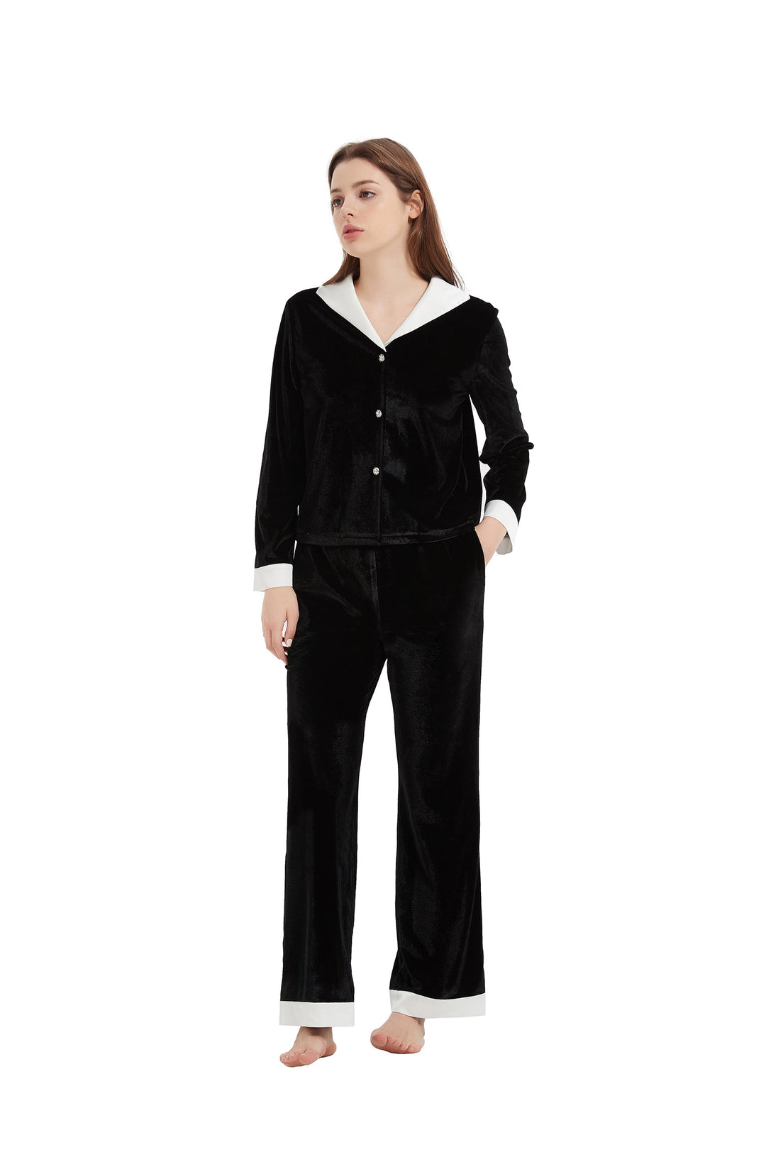 black velvet with satin pajamas set