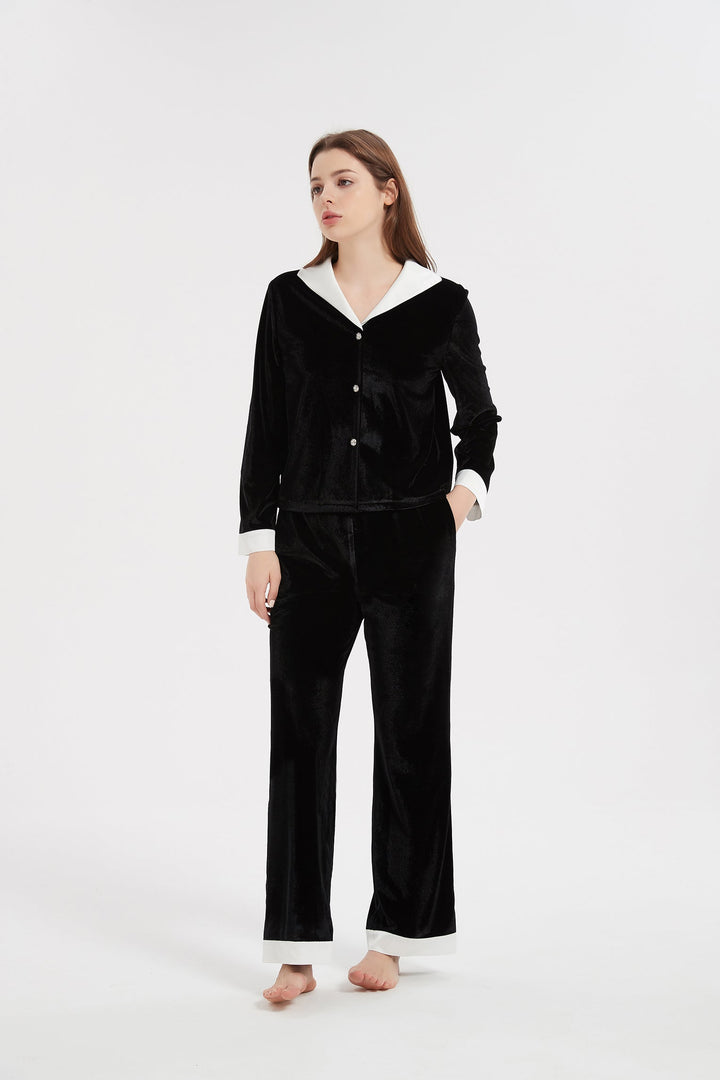 black velvet with satin pajamas set