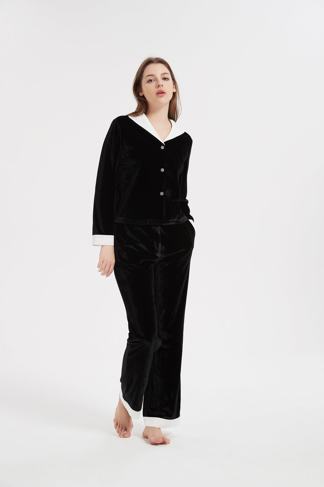 black velvet with satin pajamas set