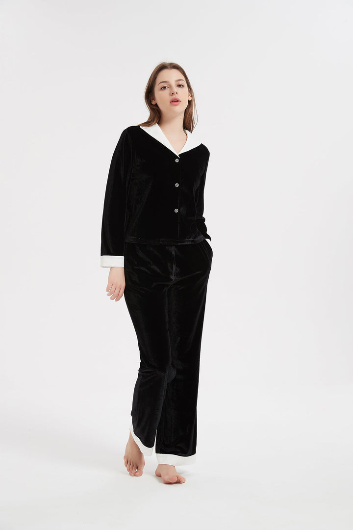 black velvet with satin pajamas set