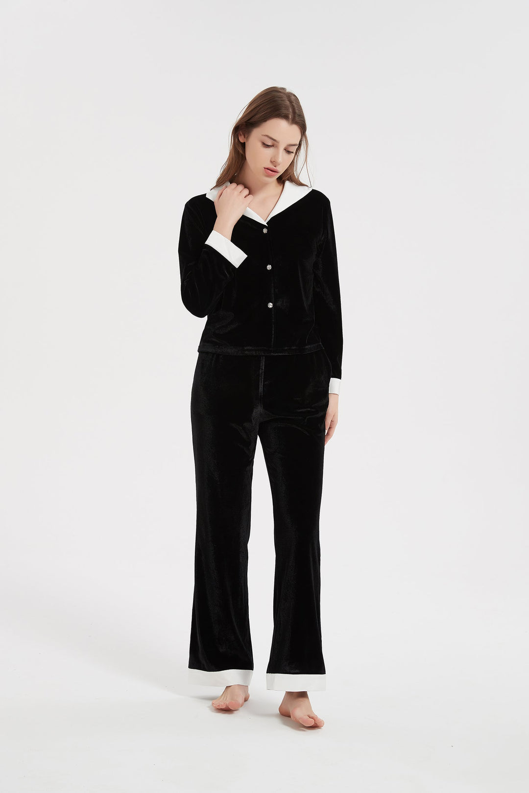 black velvet with satin pajamas set