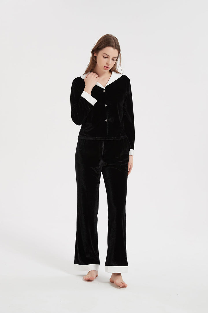 black velvet with satin pajamas set