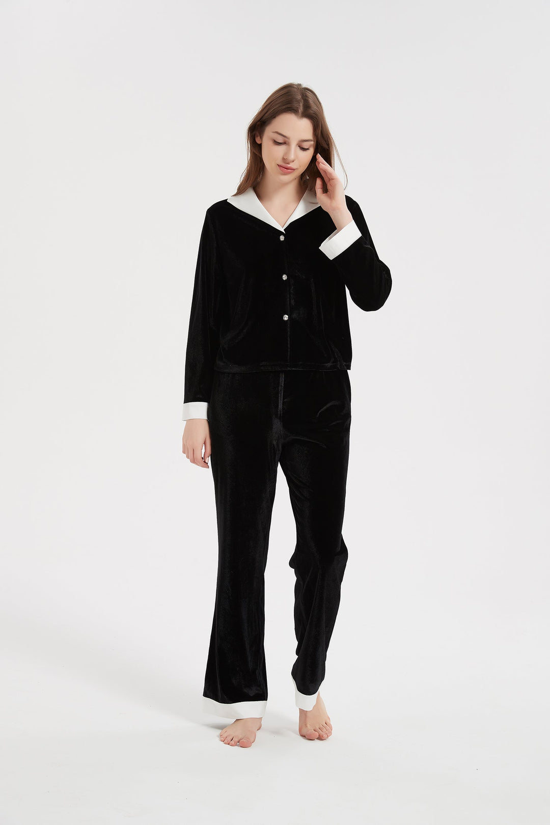 black velvet with satin pajamas set